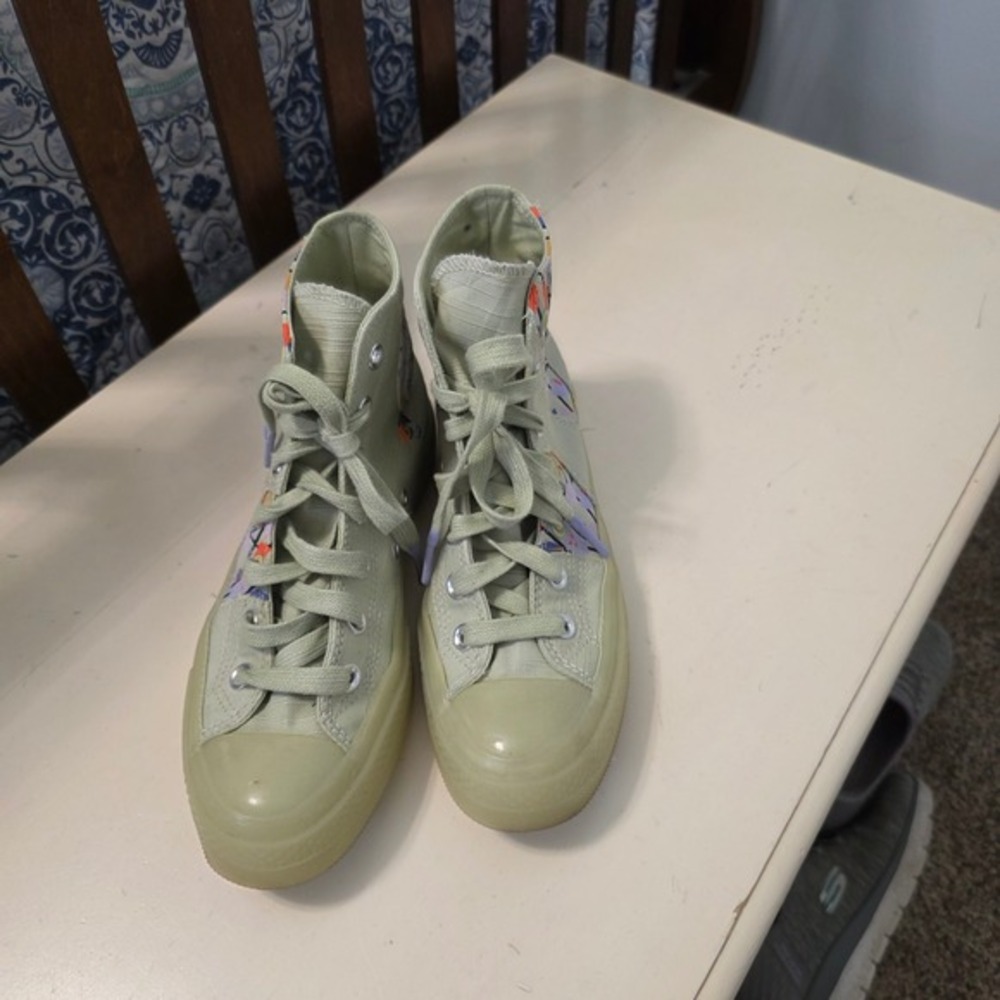 Converse Chuck 70 Hi Sage Green Floral Embroidery Sneakers High Top Shoes
